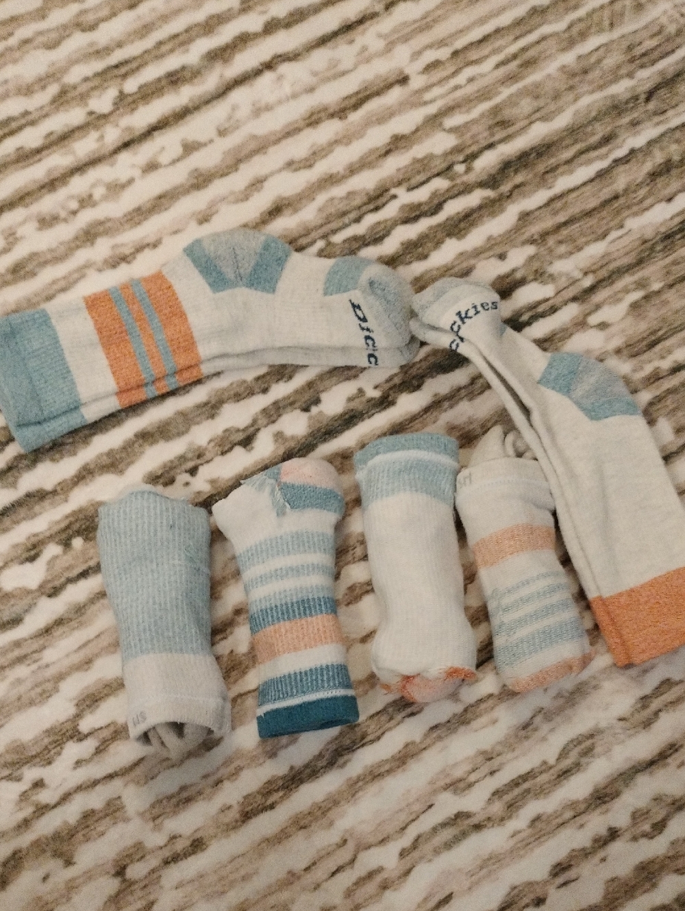 Dickies Women's Light Blue, Orange & White Athletic Ankle Socks - Pack Of 6.
